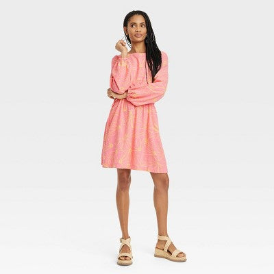 New - Women's Balloon Long Sleeve Mini A-Line Dress - Universal Thread Universal ThreadBullseye Deals