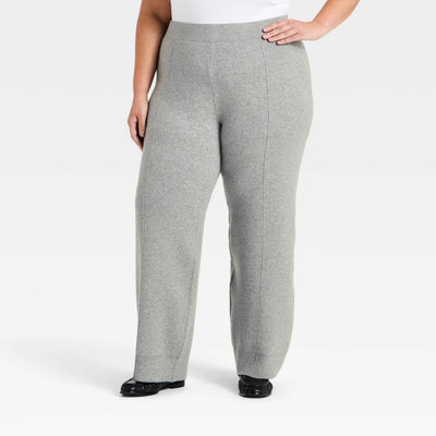 New - Women's Wide Leg Sweater Pants - A New Day™ Heather Gray XXL