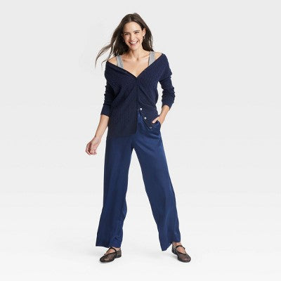 New - Women's Mid-Rise Satin Pull-On Pants - A New Day A New DayBullseye Deals