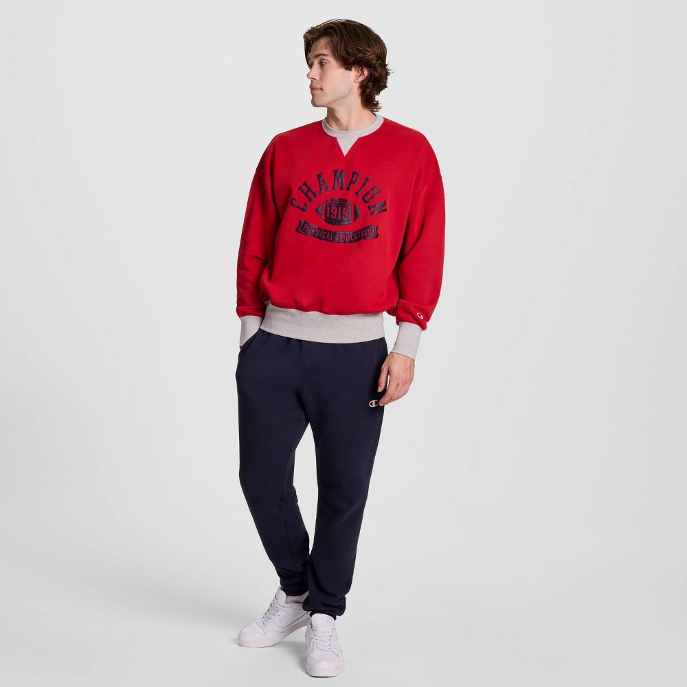 New - Champion Men's Physical Education Colorblocked Sweatshirt - Lava Falls S