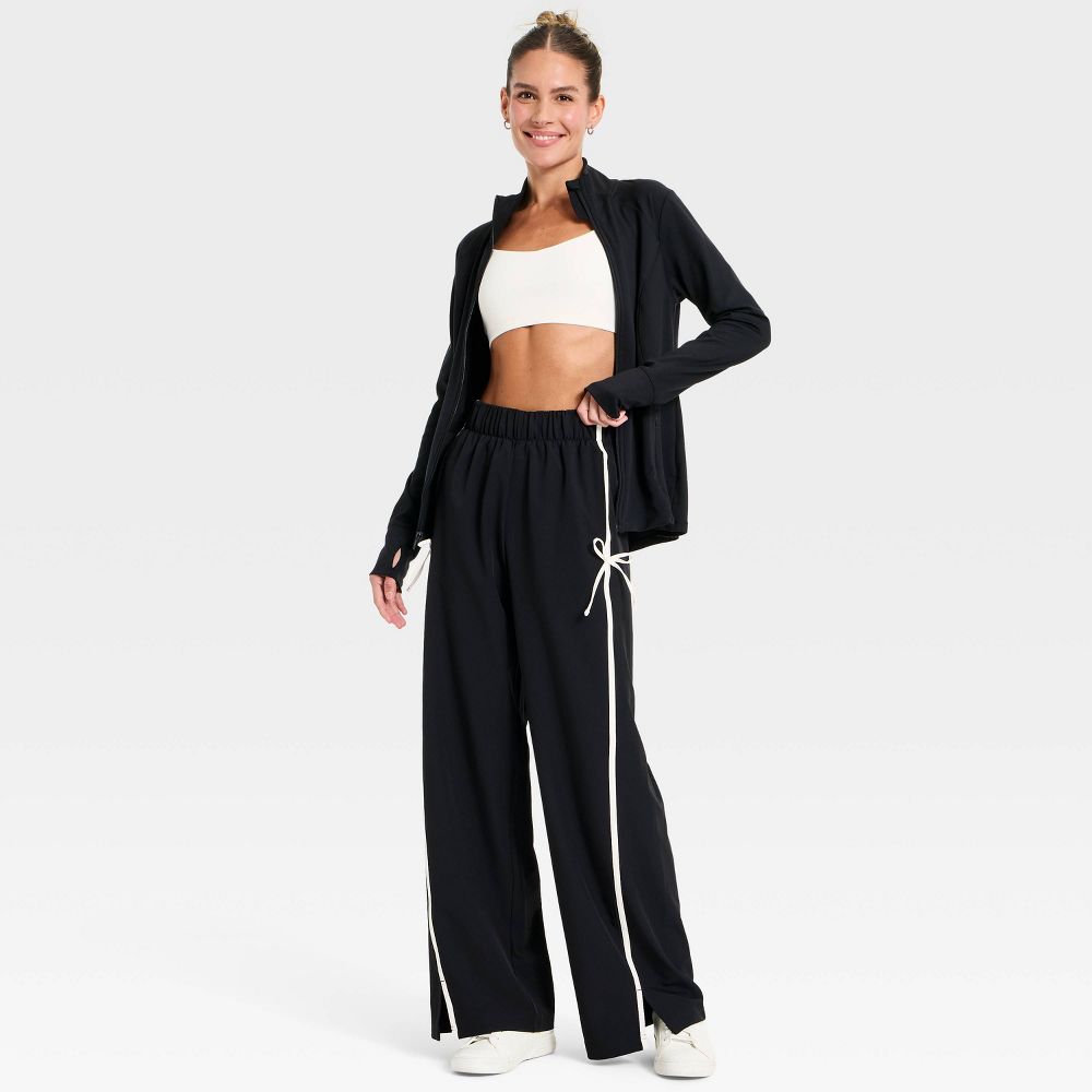 New - Women's Woven High-Rise Bow Track Pants - All In Motion™ Black XS