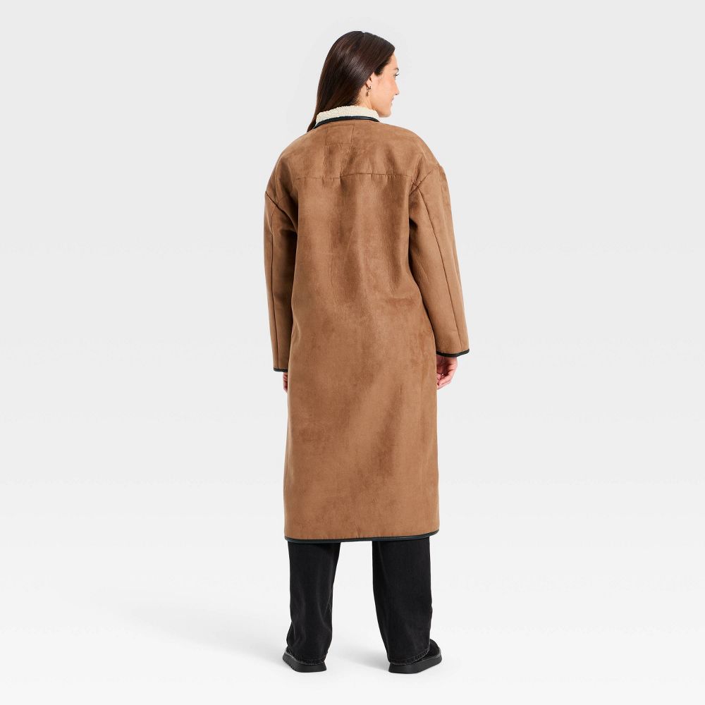 Open Box - Women's Faux Suede Long Coat - Universal Thread™ Tan XL