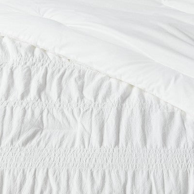 New - Threshold Cotton/Spandex Comforter Set Ruched Lightweight Breathable ThresholdBullseye Deals