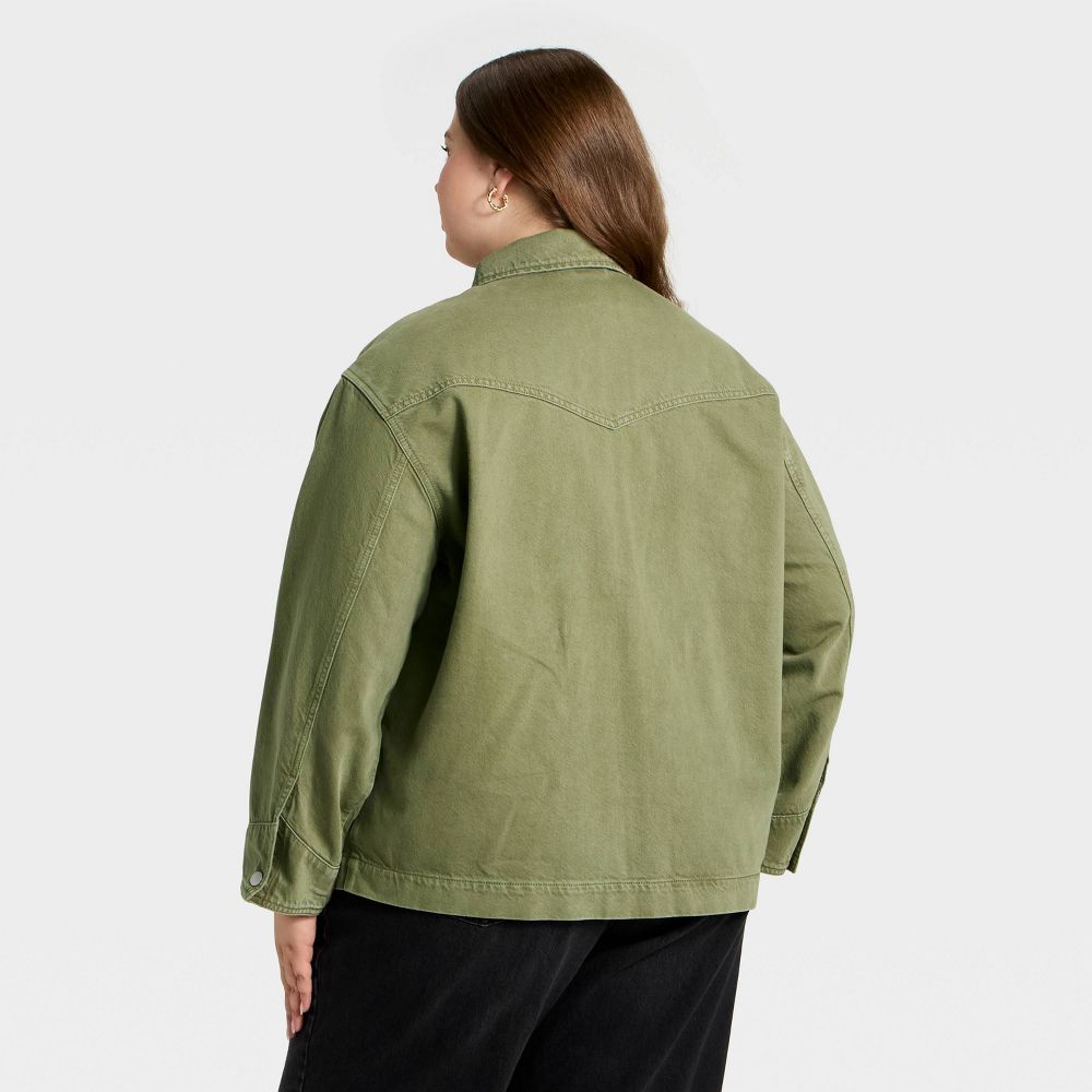 Open Box - Women's Relaxed Barn Denim Coat - Universal Thread™ Green XXL