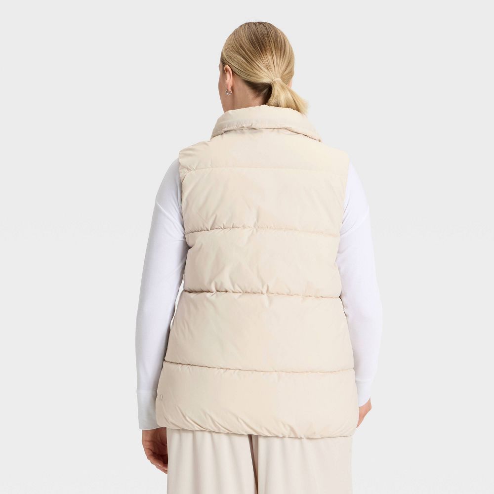 New - Women's Long Puffer Vest - All In Motion™ Beige XXL