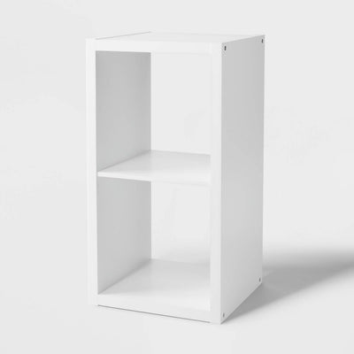 New - 13'' 2 Cube Organizer White - Brightroom™: MDF Cubby Storage Bookshelf with Anti-Tip Hardware, 13" System Compatible