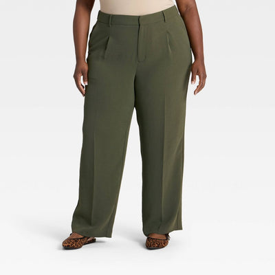 New - Women's Signature Crepe Essential Trouser - A New Day™ Olive 26