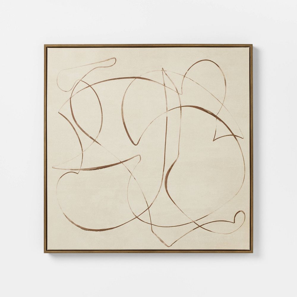 New - 30"x30" Line Abstract Framed Canvas Wall Art - Threshold™ designed with Studio McGee
