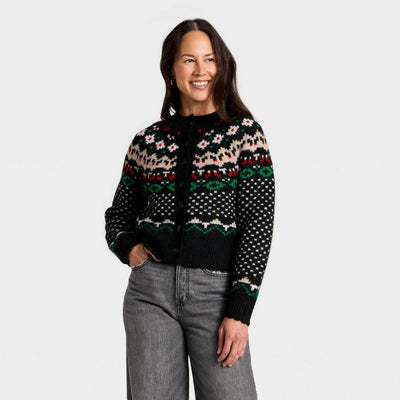 Open Box - Women's Merriment Cardigan Sweater - Universal Thread™ Black XS