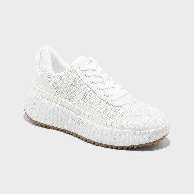 Open Box - Universal Thread Women's Low Top Lace-Up Sneakers Memory Foam Insole Woven Universal ThreadBullseye Deals