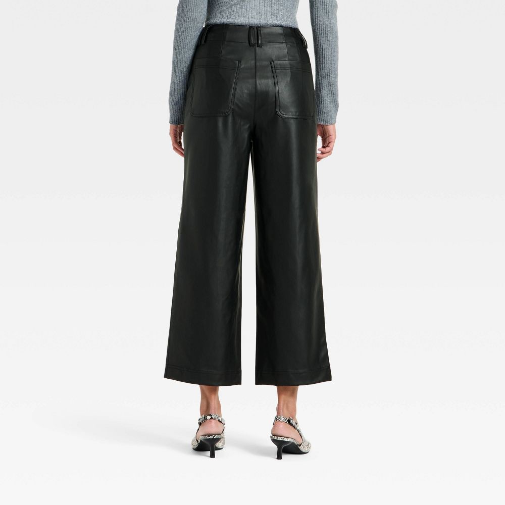 New - Women's Faux Leather Sailor Pants - A New Day™ Black 2