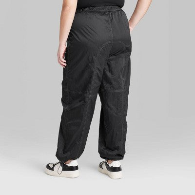New - Wild Fable Women's High Rise Relaxed Parachute Pants Lightweight Wild FableBullseye Deals