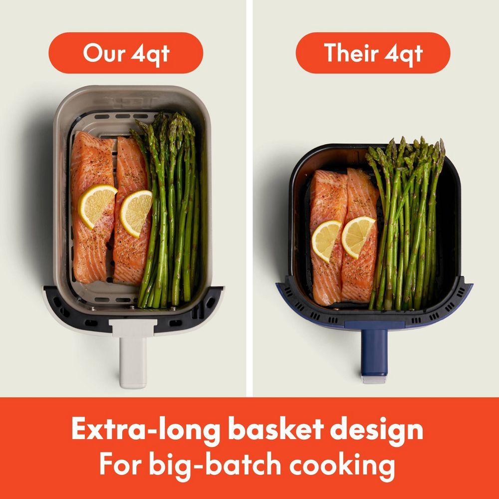Open Box - bella 4qt Slim Air Fryer Oatmilk: Small Beige Electric Fryer, 1300W, 2-Year Warranty, Plastic & Aluminum, 7.27 lbs