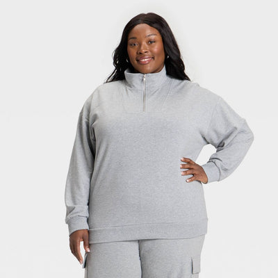 New - Women's French Terry Pullover Sweatshirt - Ava & Viv™ Heather Gray 2X