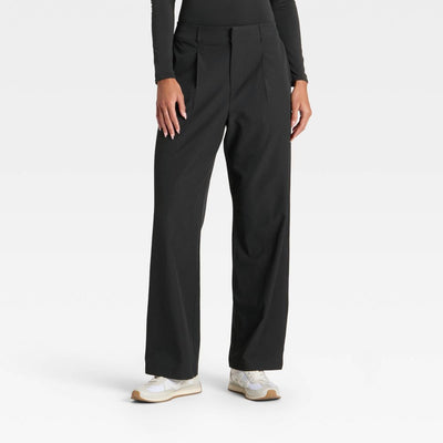 Open Box - Women's Active Light Woven High-Rise Trouser Pants - All In Motion™ Black XL