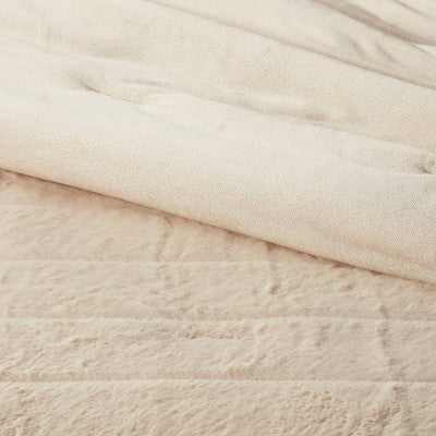 New - Threshold Luxe Faux-Fur Comforter & Sham Set Lightweight ThresholdBullseye Deals