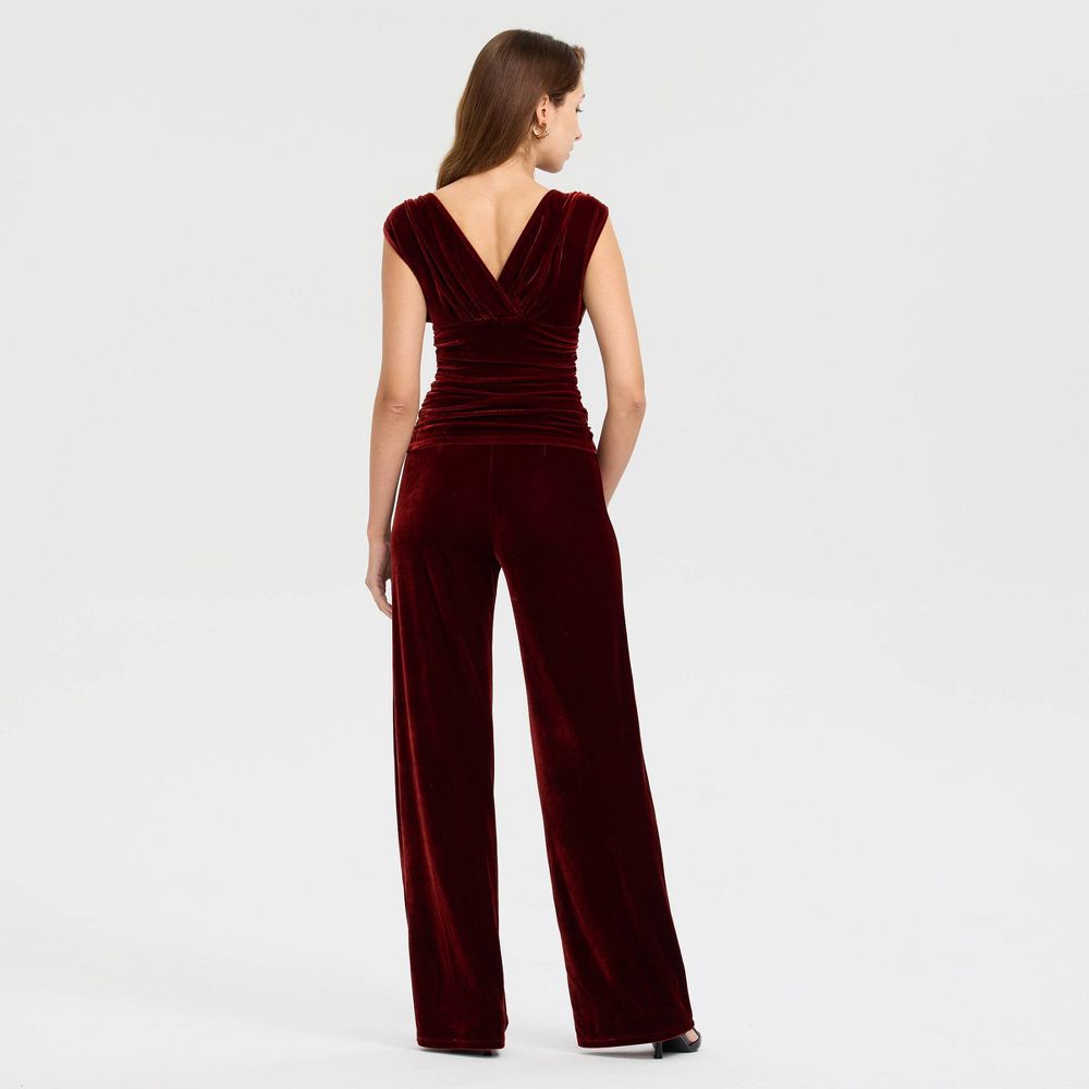 New - Women's High-Rise Wide Leg Velvet Pull-On Pants - A New Day™ Rose Red XL