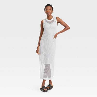 New - Women's Openwork Midi Tank Dress - A New Day A New DayBullseye Deals