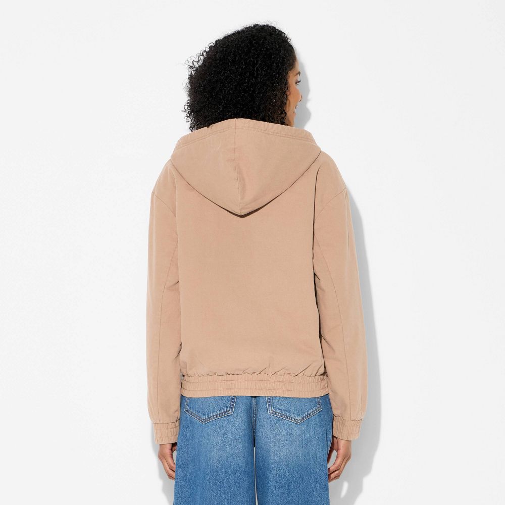 New - Women's Canvas Hooded Utility Jacket - Wild Fable™ Brown M