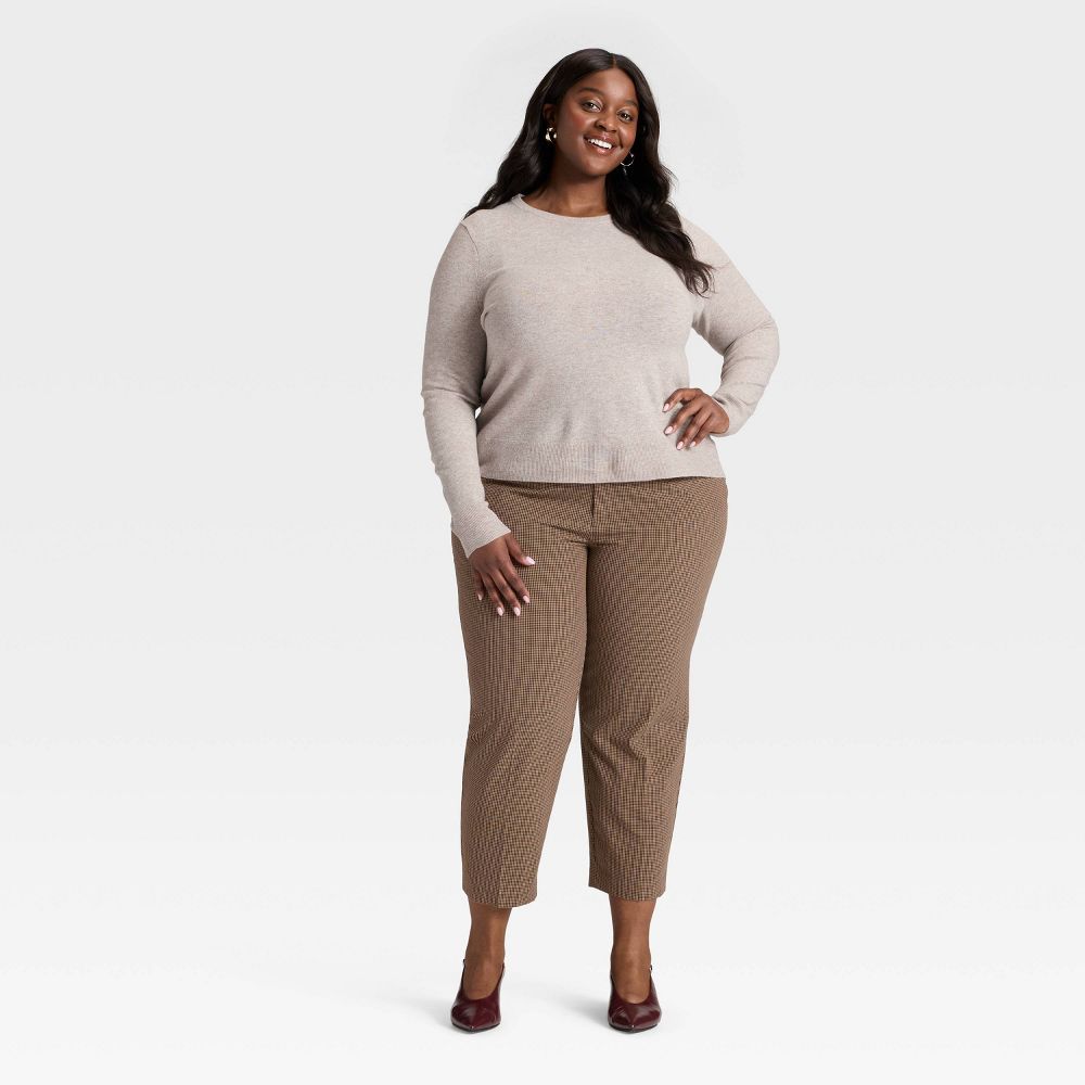 New - Women's Tapered Ankle Pants - A New Day™ Brown Plaid 26
