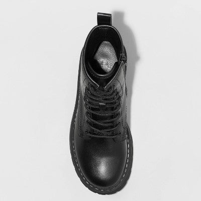 New - Wild Fable Women's Ankle Combat Boots Lace-Up Zipper Faux Leather Wild FableBullseye Deals