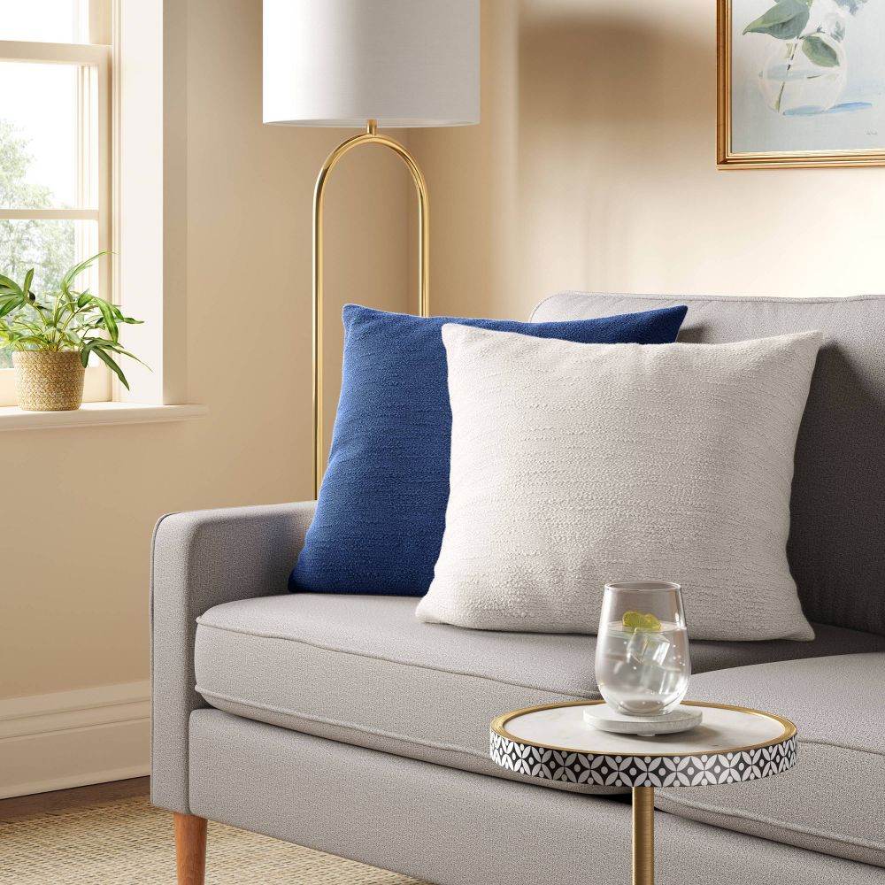 Open Box - Oversized Square Cotton Boucle Reversible Throw Pillow with Linen Blue - Threshold™