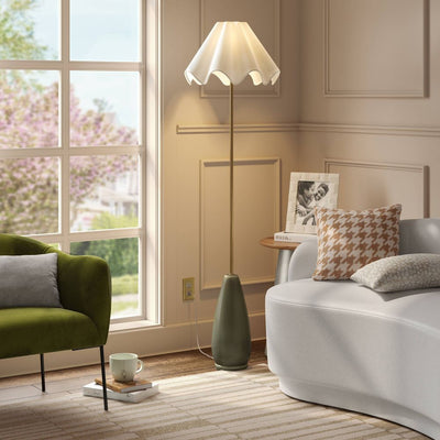 New - Wavy Shade Collection with Ceramic Base Floor Lamp Green - Threshold™