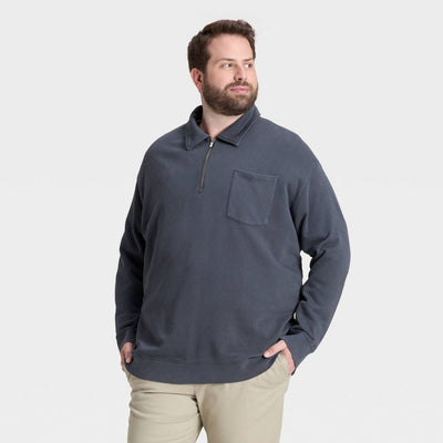 New - Men's Vintage 1/4 Zip Sweatshirt - Goodfellow & Co™ Dark Gray XXL