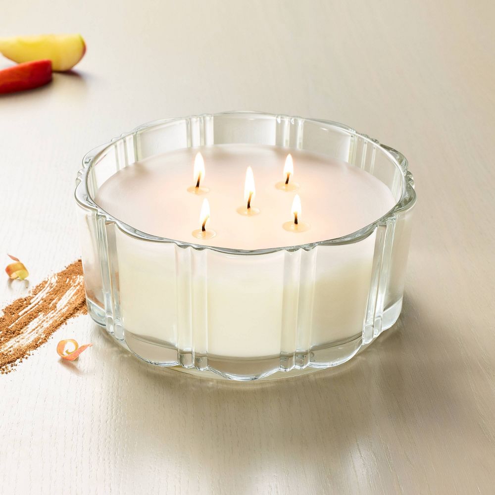 Open Box - 5 Wick XL Glass Mulled Spice Double Ribbed Scalloped Jar Candle Clear 34oz - Hearth & Hand™ with Magnolia
