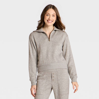 New - Women's Quarter Zip Pullover Sweatshirt - Universal Thread™ Heather Gray S