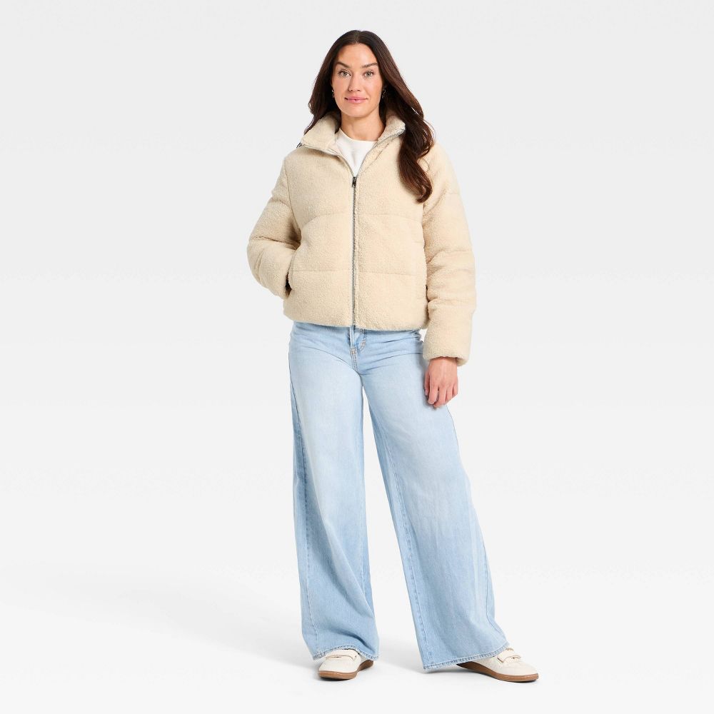 New - Women's Puffer Jacket - Universal Thread™ Cream M