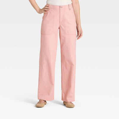 New - Women's Mid-Rise Straight Leg Cargo Pants - Universal Thread™ Pink 0