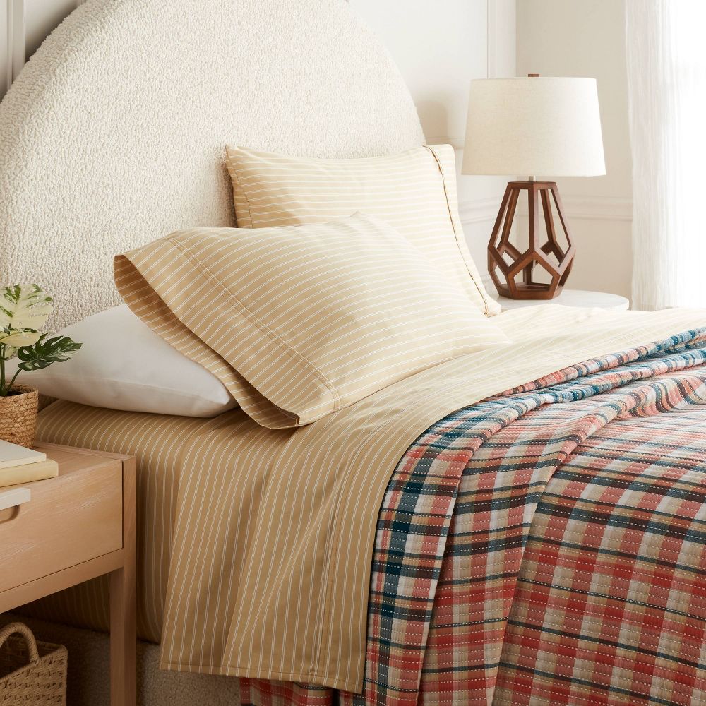 New - Twin/Twin XL 400 Thread Count Performance Sheet Set Yellow Stripe - Threshold™