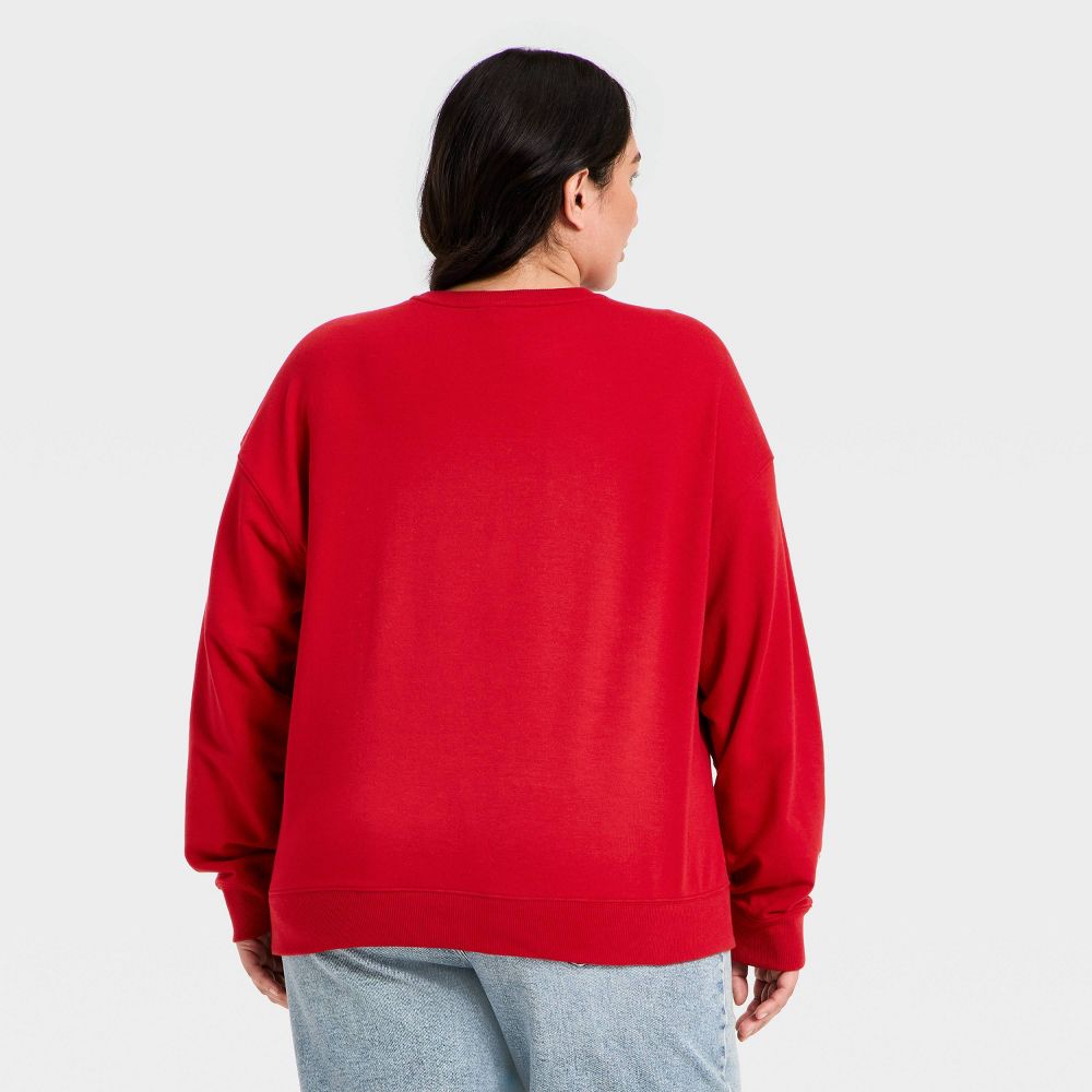 New - Women's Holiday French Terry Rib-Knit Sweatshirt - Ava & Viv™ Red 2X