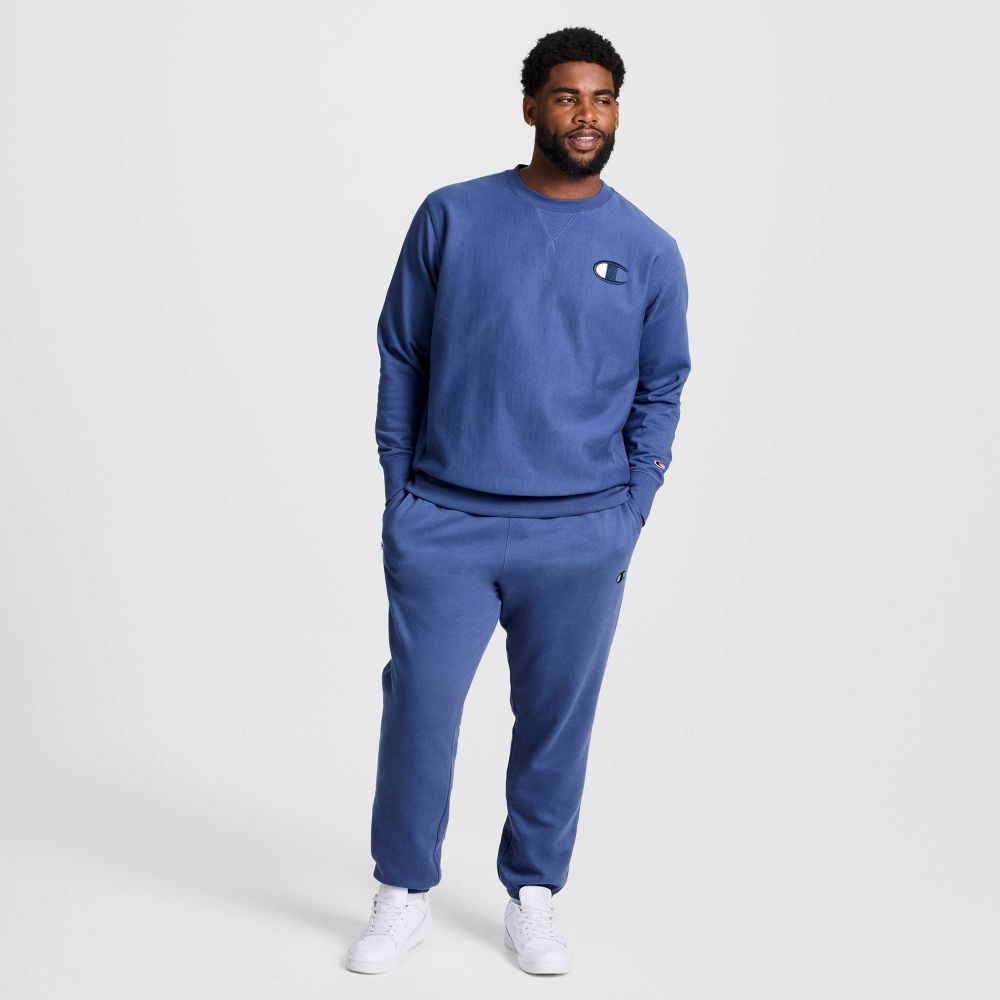 New - Champion Adult Sizing Iconic Embroidered Crewneck Sweatshirt - Gray Blue S