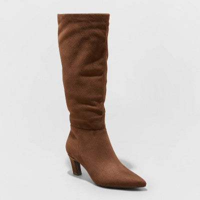 New - A New Day Women's Faux Leather Zipper Knee Dress Boots Stiletto High Heel A New DayBullseye Deals