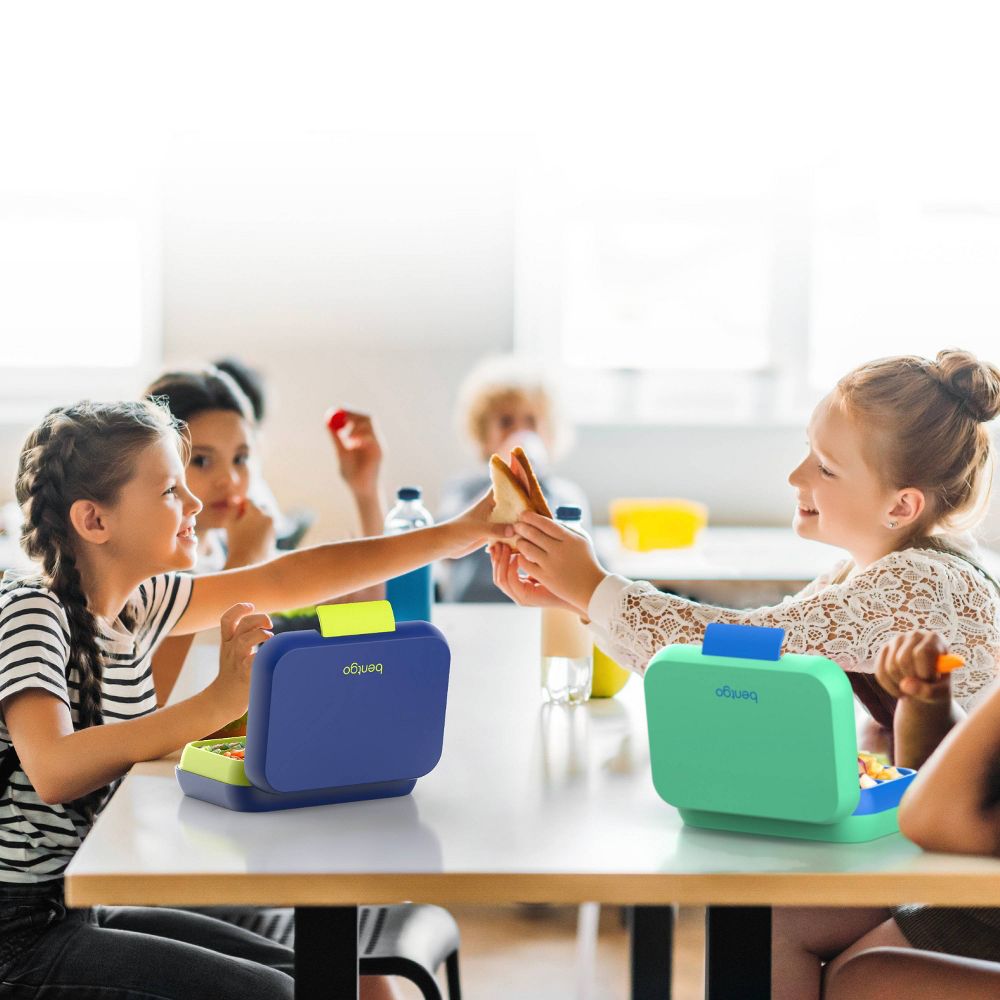 Open Box - Bentgo Pop Leakproof Bento-Style Lunch Box with Removable Divider-3.4 Cup - Navy Blue/Chartreuse: BPA-Free, Hard Case, for Ages 8+