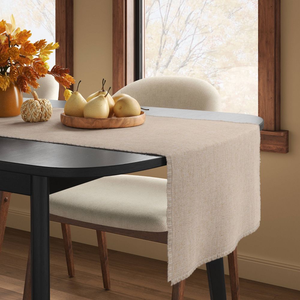 New - 90"x20" Woven Table Runner Natural - Threshold™