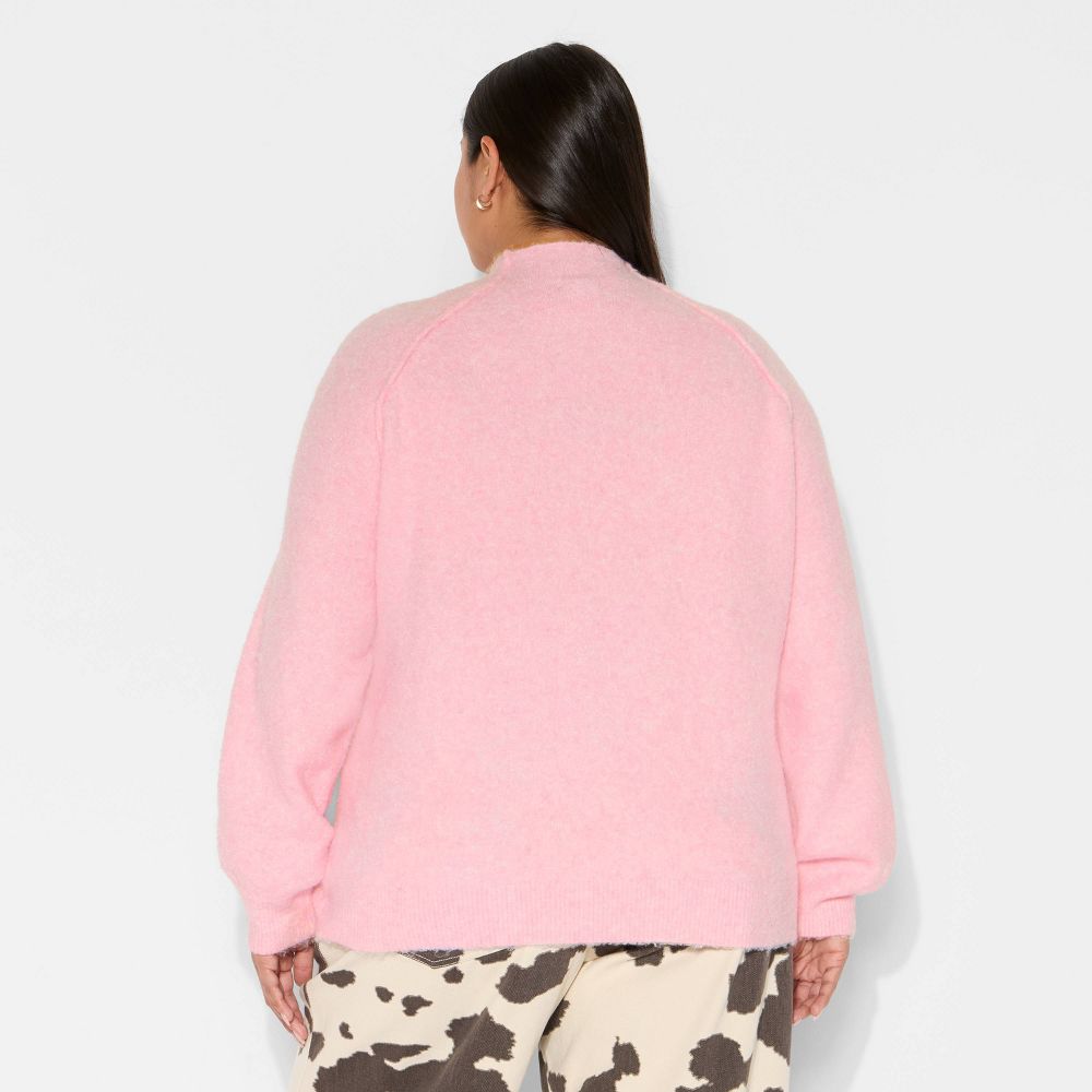 New - Women's Turtleneck Boucle Tunic Pullover Sweater - Wild Fable™ Light Pink XXL