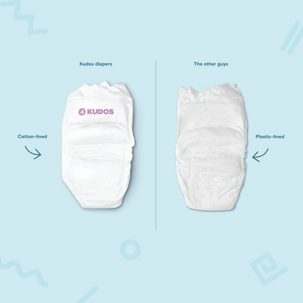 New - Kudos Chlorine Free Cotton-Lined Disposable Diapers - Size 2 - 72ct