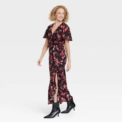 New - Women's Ruffle Flounce Short Sleeve Maxi Dress - A New Day A New DayBullseye Deals