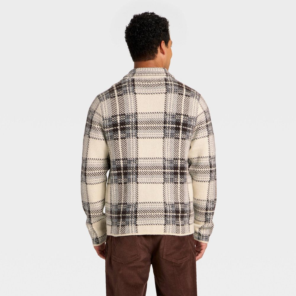 New - Men's Plaid Sweater Jacket - Goodfellow & Co™ White XXL