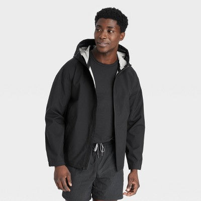 New - All In Motion Men's Zip-Up Winter Hooded Wind-Resistant Rain Shell Jacket All In MotionBullseye Deals