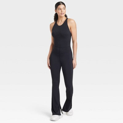Open Box - JoyLab Women's High Neck Flare Active Bodysuits Yoga Gym Workout Jumpsuit JoyLabBullseye Deals