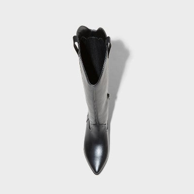 New - Universal Thread Women's Faux Leather Zipper Pull Loops Knee Western Boots Heel Universal ThreadBullseye Deals