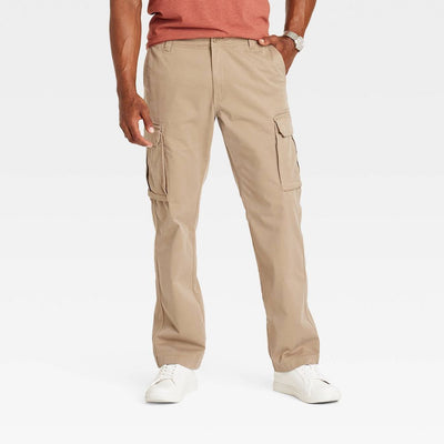 New - Men's Straight Fit Cargo Pants - Goodfellow & Co™ Sculptural Tan 34x30: Midweight Cotton Spandex Blend