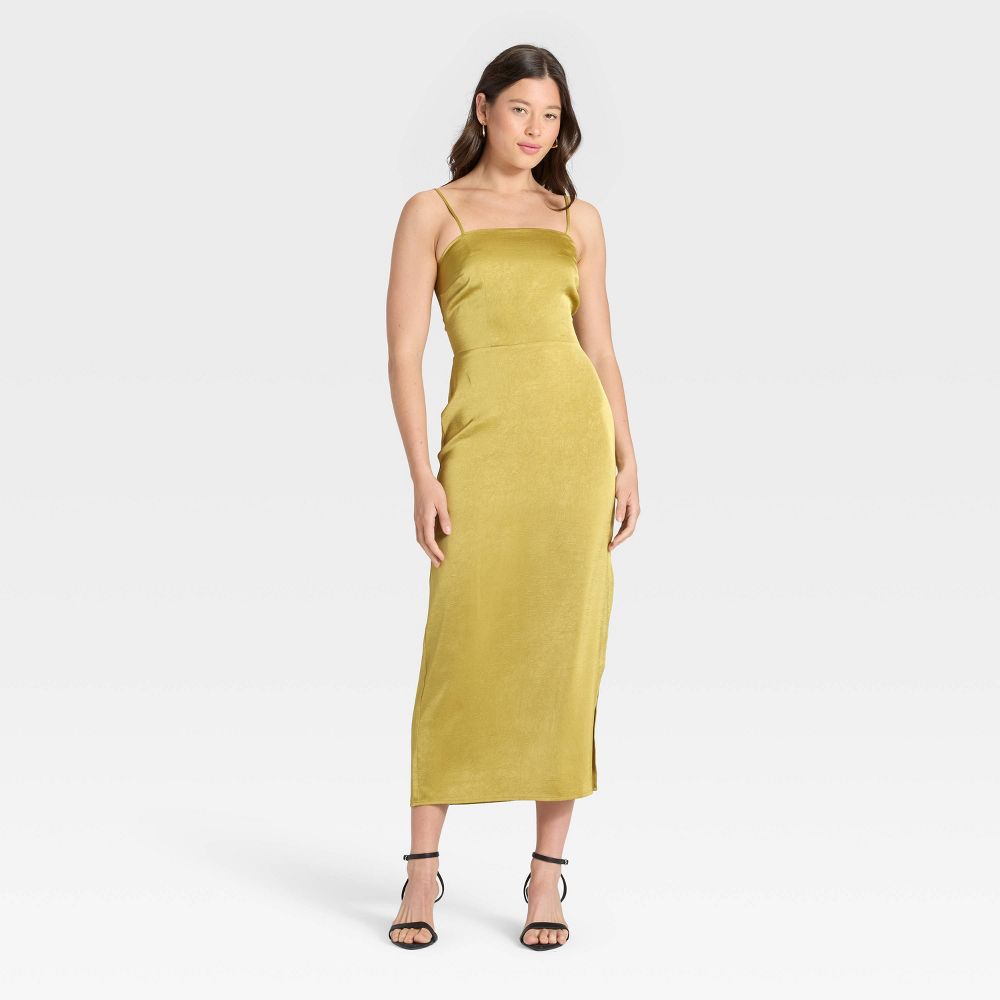 New - Women's Column Slip Dress - A New Day™ Olive XS