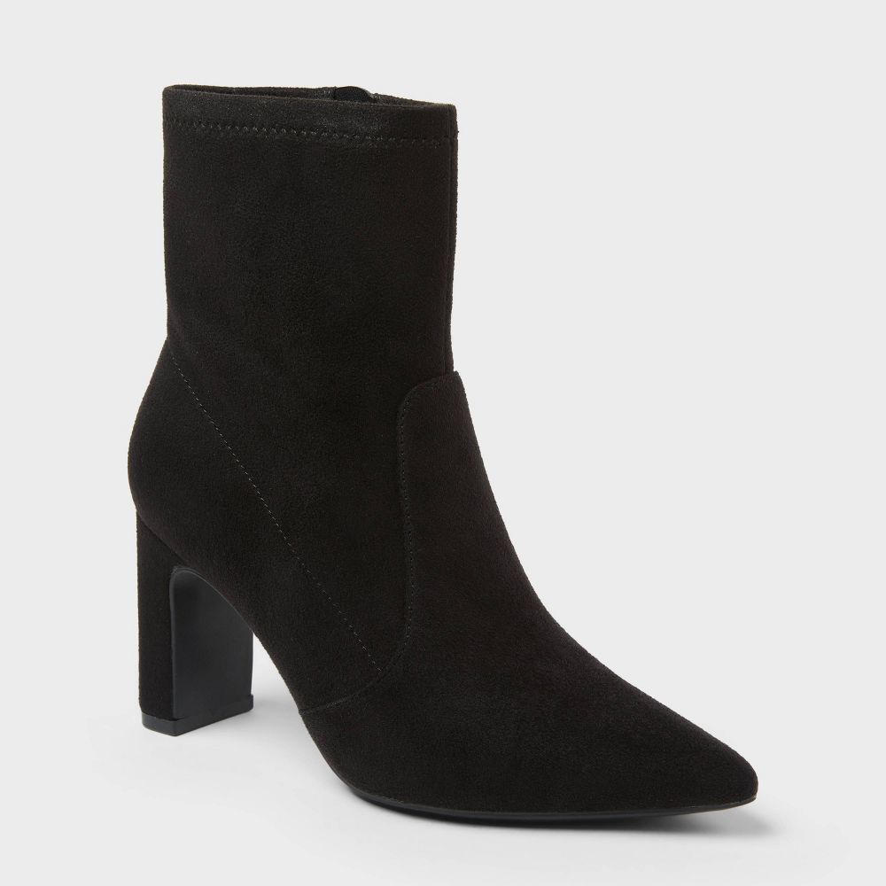 New - Women’s Sienna Low Shaft Heeled Boots with Memory Foam Insole - A New Day™ Jet Black 5