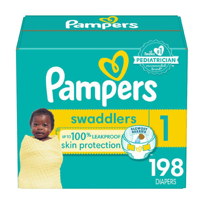 New - Pampers Swaddlers Disposable Diapers - Size 1 - 198ct