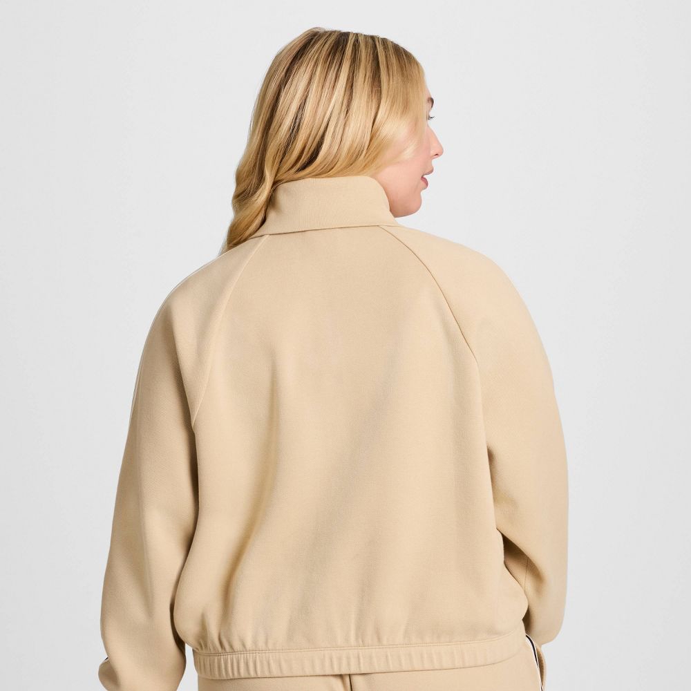 New - Champion Women's Game Day Full Zip Mock Neck Top - Tan 1X